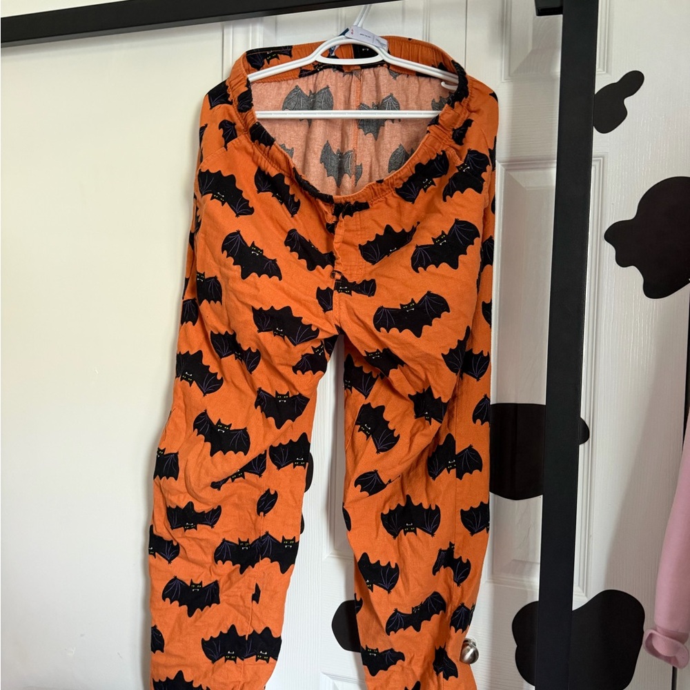Old Navy Orange Pajama Pants with Black Bat Print